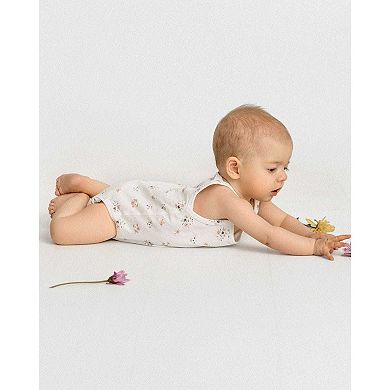 3 Pair Baby Girls Combed Cotton Ditsy Floral Bodysuits