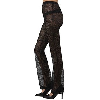 Women's Sheer Floral Lace Slightly Flared Legging