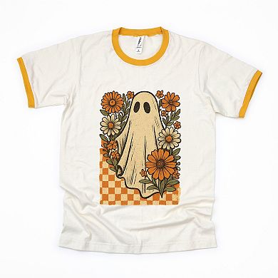 Checkered Ghost Floral Vintage - Ringer Tee