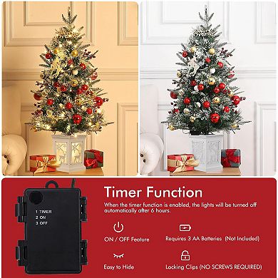 2Pcs 3 FT Christmas Tree, Pre-Lit Christmas Tree with 78 LED Lights, Battery-Powered