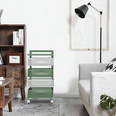 Rotating Kitchen Storage Rack With Handle, Fruit Vegetable Storage Shelf, Rolling Storage Cart