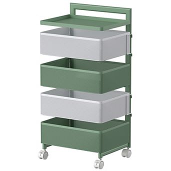 Rotating Kitchen Storage Rack With Handle, Fruit Vegetable Storage Shelf, Rolling Storage Cart