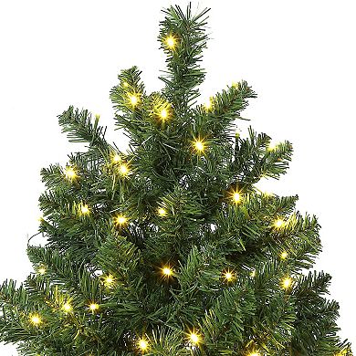 2Pcs 4.5 Ft Artificial Christmas Tree with 300 Warm White LED Lights and Potted Base Holiday