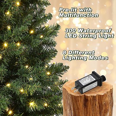 2Pcs 4.5 Ft Artificial Christmas Tree with 300 Warm White LED Lights and Potted Base Holiday