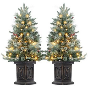 2 pc 3 FT Christmas Tree，Pre-Lit Christmas Tree with 78 Battery-Operated Warm White Lights
