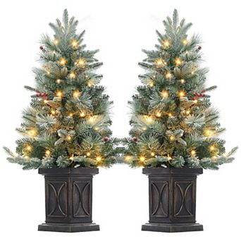 2 pc 3 FT Christmas Tree，Pre-Lit Christmas Tree with 78 Battery-Operated Warm White Lights