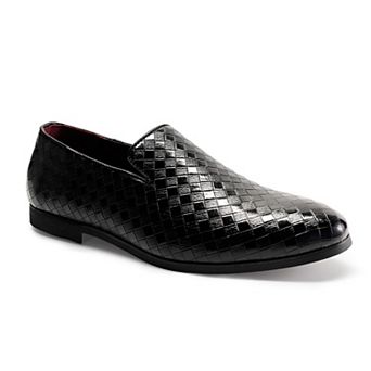 Men's Checkered Woven Loafers Slip-On Casual Pointed Toe Shoes