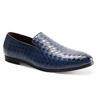 Men's Checkered Woven Loafers Slip-On Casual Pointed Toe Shoes