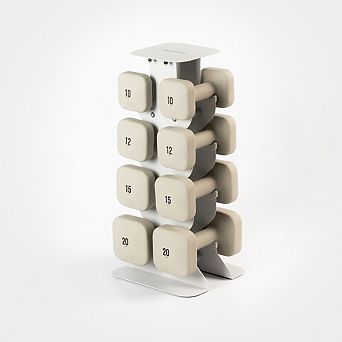 WeGym SafeGrip Dumbbells Upper Set with Light Rack - 10, 12, 15, 20lbs