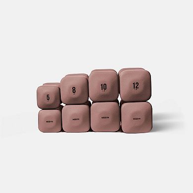 WeGym SafeGrip Dumbbells Medium Set with Light Rack - 5, 8, 10, 12 lbs