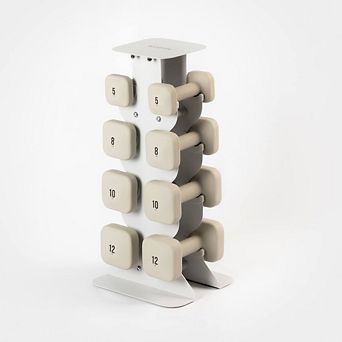 WeGym SafeGrip Dumbbells Medium Set with Light Rack - 5, 8, 10, 12 lbs