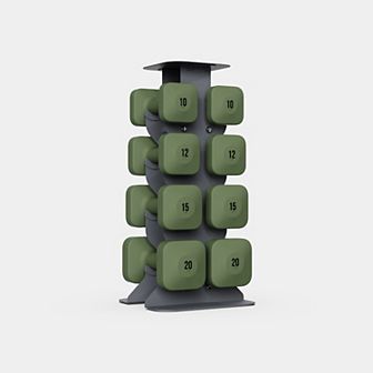 WeGym SafeGrip Dumbbells Upper Set with Dark Rack - 10, 12, 15, 20lbs