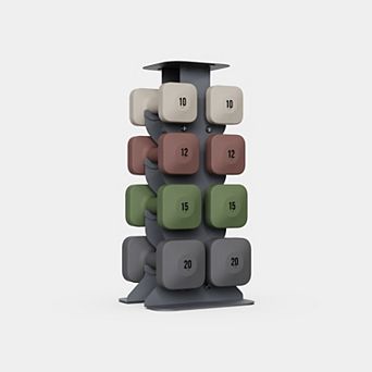 WeGym SafeGrip Dumbbells Upper Set with Dark Rack - 10, 12, 15, 20lbs