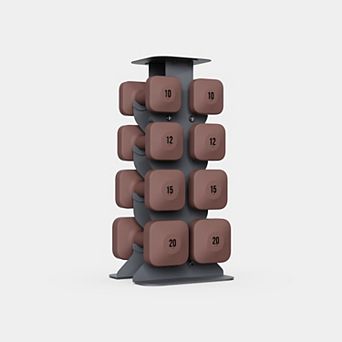 WeGym SafeGrip Dumbbells Upper Set with Dark Rack - 10, 12, 15, 20lbs