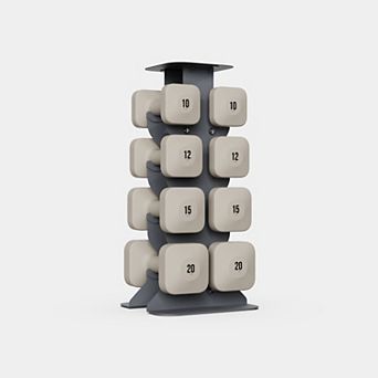 WeGym SafeGrip Dumbbells Upper Set with Dark Rack - 10, 12, 15, 20lbs