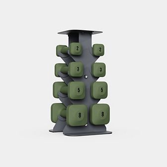 WeGym SafeGrip Dumbbells Lower Set with Dark Rack - 2, 3, 5, 8 lbs