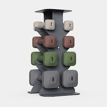 WeGym SafeGrip Dumbbells Lower Set with Dark Rack - 2, 3, 5, 8 lbs