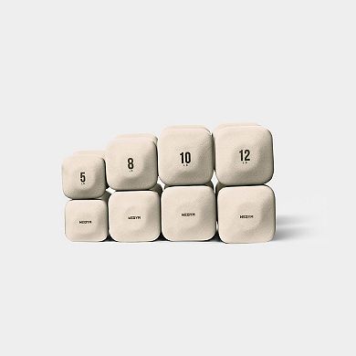 WeGym SafeGrip Dumbbells Medium Set with Dark Rack - 5, 8, 10, 12 lbs