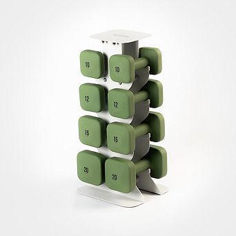 WeGym SafeGrip Dumbbells Upper Set with Light Rack - 10, 12, 15, 20lbs