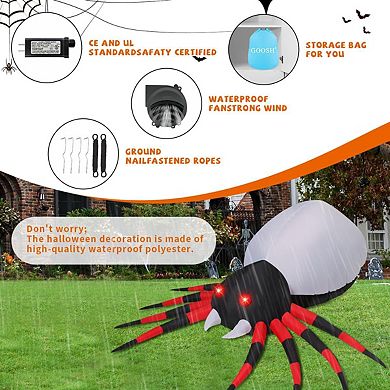 GOOSH 8 FT Halloween Inflatable Spider Decoration with Magic Light Blow Up Yard Inflatables