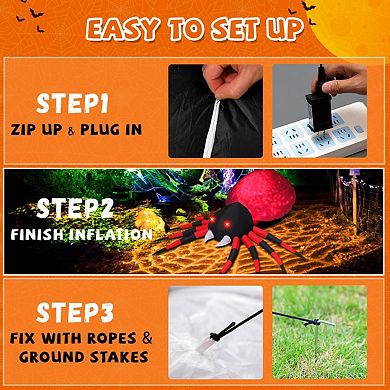 GOOSH 8 FT Halloween Inflatable Spider Decoration with Magic Light Blow Up Yard Inflatables