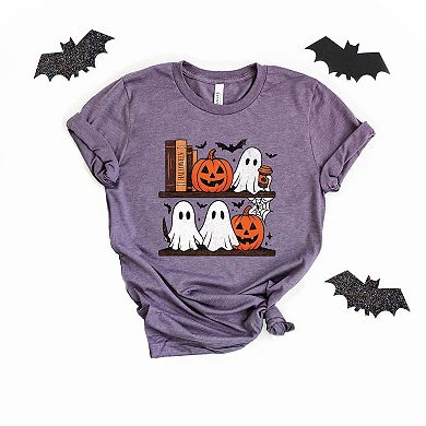 Halloween Bookshelf Ghosts - Short Sleeve Tee