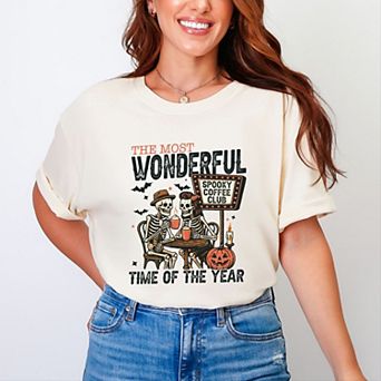 Halloween Wonderful Time of the Year Skeletons - Garment Dyed Tee
