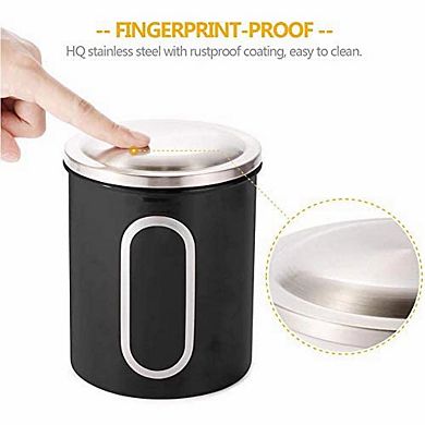 3 Piece Stainless Steel Canister Set in Black Finish