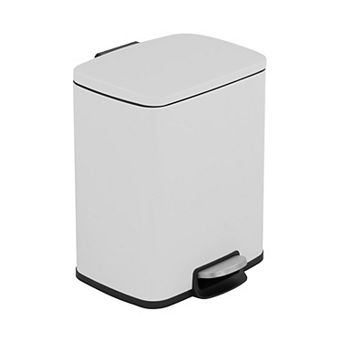 5.3 Gal./20 Liter Rectangular Stainless-Steel-Made Matt White step-on Trash Can for kitchen