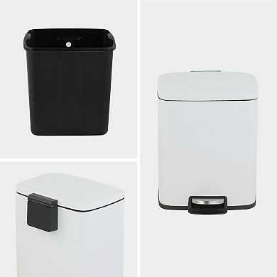 5.3 Gal./20 Liter Rectangular Stainless-Steel-Made Matt White step-on Trash Can for kitchen