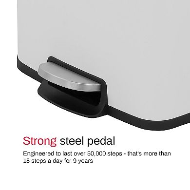 5.3 Gal./20 Liter Rectangular Stainless-Steel-Made Matt White step-on Trash Can for kitchen