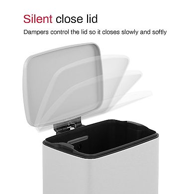 5.3 Gal./20 Liter Rectangular Stainless-Steel-Made Matt White step-on Trash Can for kitchen