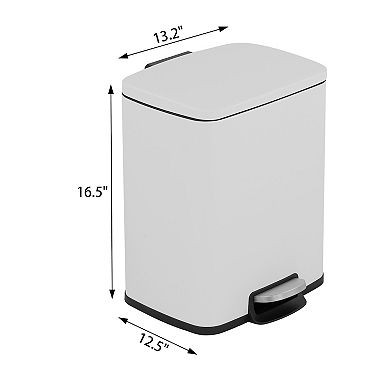 5.3 Gal./20 Liter Rectangular Stainless-Steel-Made Matt White step-on Trash Can for kitchen