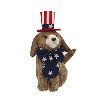 Americana Sisal Patriotic Dog Figurine Table Decor