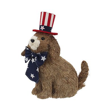 Americana Sisal Patriotic Dog Figurine Table Decor