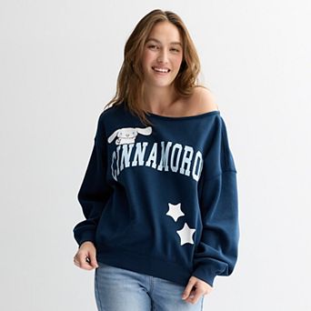 Juniors' Cinnamoroll Off The Shoulder Long Sleeve Graphic Tee