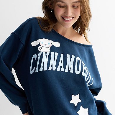 Juniors' Cinnamoroll Off The Shoulder Long Sleeve Graphic Tee