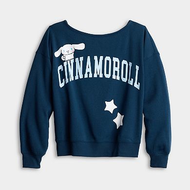 Juniors' Cinnamoroll Off The Shoulder Long Sleeve Graphic Tee