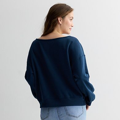 Juniors' Cinnamoroll Off The Shoulder Long Sleeve Graphic Tee