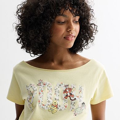 Juniors' Disney's Winnie the Pooh Off The Shoulder Graphic Top