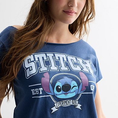 Juniors' Disney's Lilo & Stitch Experiment 626 Off The Shoulder Graphic Tee