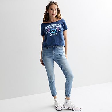 Juniors' Disney's Lilo & Stitch Experiment 626 Off The Shoulder Graphic Tee