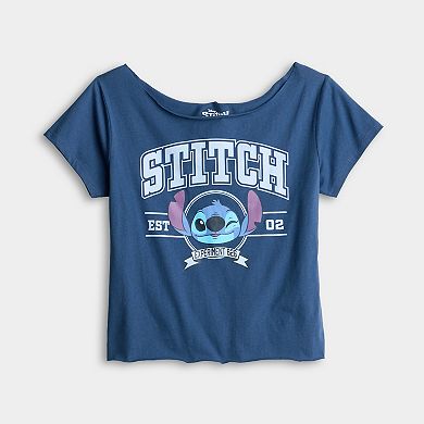 Juniors' Disney's Lilo & Stitch Experiment 626 Off The Shoulder Graphic Tee