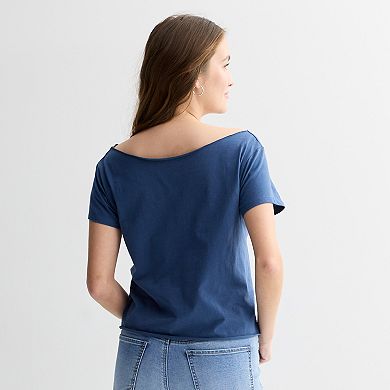 Juniors' Disney's Lilo & Stitch Experiment 626 Off The Shoulder Graphic Tee