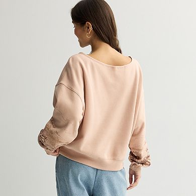 Juniors' Horse Graphic Off The Shoulder Fleece Pullover