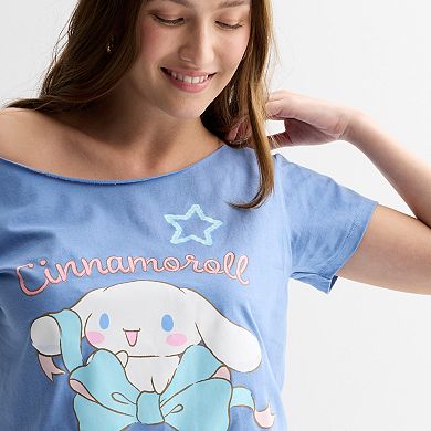 Juniors' Cinnamoroll Off The Shoulder Graphic Tee