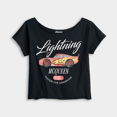 Juniors' Disney / Pixar's Cars Lightning McQueen Off The Shoulder Graphic Tee