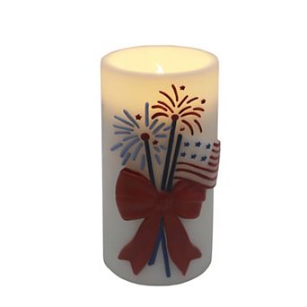 Americana Fireworks LED Pillar Candle