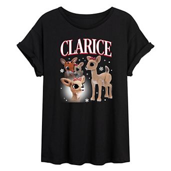 Juniors' Rudolph The Red-Nosed Reindeer Clarice Oversized Graphic Tee