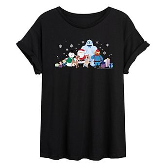 Juniors' Rudolph The Red-Nosed Reindeer Oversized Graphic Tee